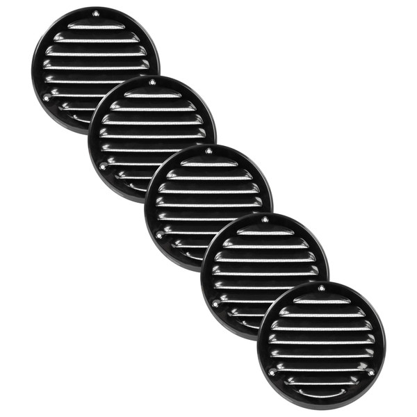 Vent Systems 4" Inch Black Soffit Vent Cover - Pack of 5 - Round Air Vent Louver - Grill Cover - Built-in Insect Screen - HVAC Vents for Bathroom, Home Office, Kitchen Vent Systems 4" Inch Black Soffit Vent Cover - Pack of 5 - Round Air Vent Louver - Grill Cover - Built-in Insect Screen - HVAC Vents for Bathroom, Home Office, Kitchen