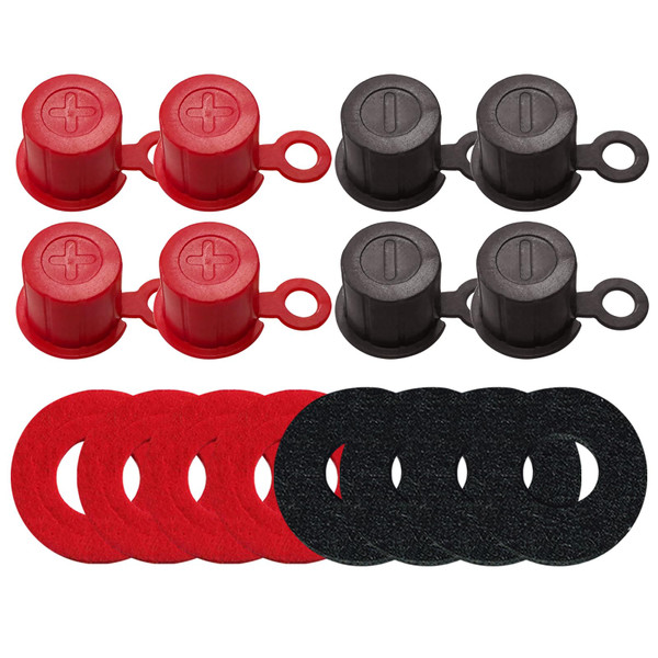 Ampper Top Post Plastic Battery Post Caps, Battery Post Terminal Cover Insulator Protector W/Washers for Car, Vehicle, RV and Boat (Cap, 4 Sets)