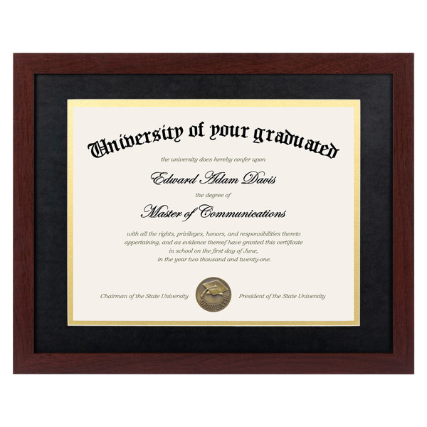 upsimples 11x14 Diploma Frame Certificate Degree Document Frame with High Definition Glass, 8.5 x 11 with mat for Wall and Tabletop, Mahogany Double Mat, 1 Pack