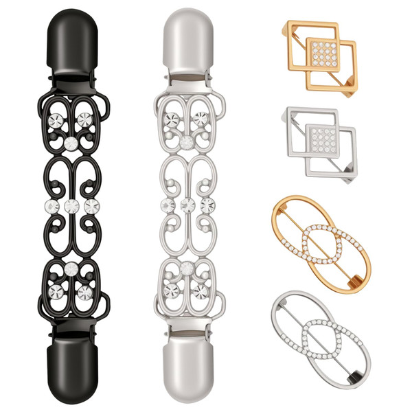 ROPAKED 6 Pcs Cinch Clip Vintage Dress Clips Back Cinch Sweater Clips to Hold Sweater Together Shawl Cardigan Collar Clip to Tighten Dress Pant Waist Tightener for Women(Simple)