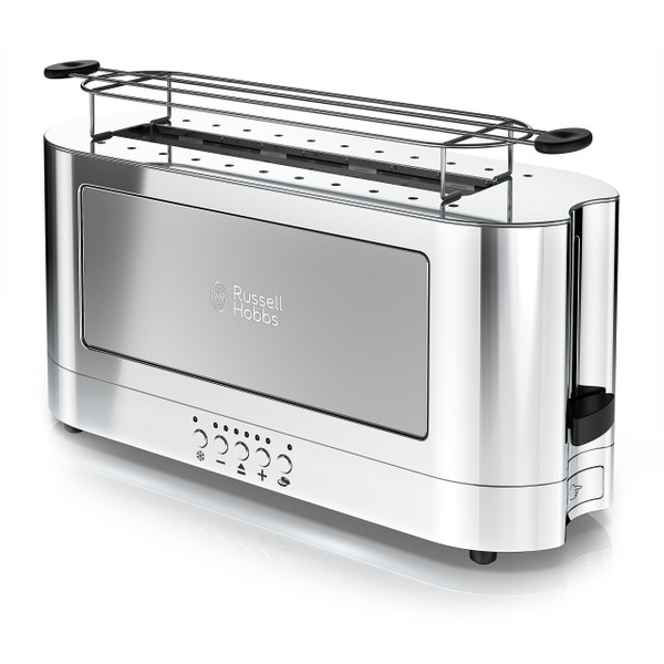 Russell Hobbs TRL9300GYR 2-Slice Glass Accent Long Toaster, Silver