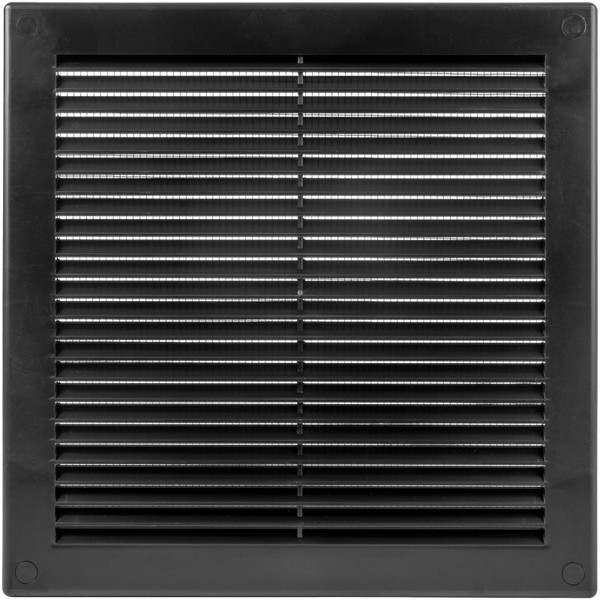 Ecopro Vent / 8'' x 8'' Inch Opening Measurement / Black Square Vent External Grille with Protective Mesh - Lightweight Plastic Register / Cover Indoor Outdoor Soffit Vent - 10x10 Outer Measurement