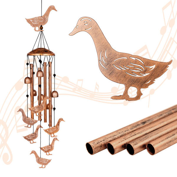 GDNSFIT Duck Wind Chimes for Outside, Metal Windchimes Outdoors, Duck Gifts for Women/Men, Memorial/Birthday Gifts, Garden Decor for Outside, Patio or Yard, Durable Chimes for Outdoors