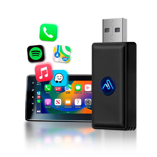 Wireless Carplay Adapter - Converts Wired to Wireless Carplay Dongle Plug & Play - Fit Cars 2015 or Newer with Factory Wired CarPlay - Micro Edition Black Matt (Rubber Finish)