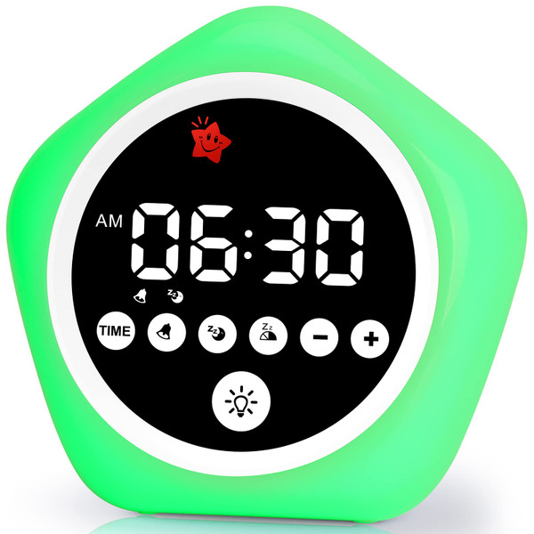 ANNNGUL Kids Alarm Clock, Ok to Wake Clock with Green Light Red Light, Toddler Sleep Training Clock for Children