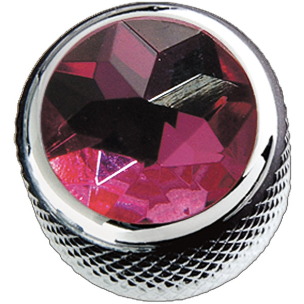 Q-Parts Dome Guitar Knob, Chrome with Pink Crystal Inlay
