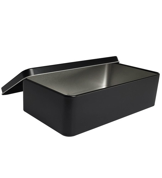 WEANOS Black Metal Tin Box Lids - Large Containers, Holder for Keeping Car Keys, Cookie, Pencil Case, 8.2 x 4.7 x 2.4 inch