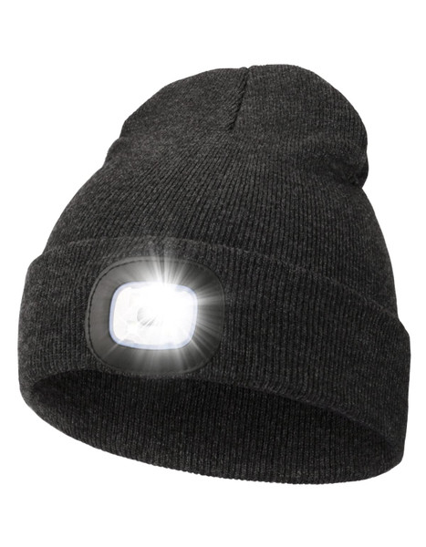 MELASA Unisex LED Beanie with The Light, USB Rechargeable Hands Free Headlamp Hat, Knitted Night Light Beanie Cap Flashlight Hat, Men Gifts for Dad Father Husband (Slategray)