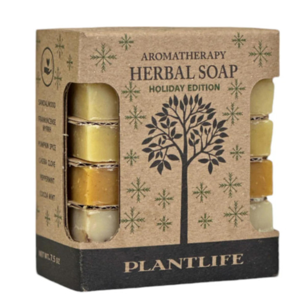 Plantlife Holiday Travel Bar Soap Sampler Pack of 6 - Moisturizing and Soothing Soap Bar for Your Skin - Christmas Soap with Holiday Scents, Great as a Gift - Made in California, 1.25oz Bar