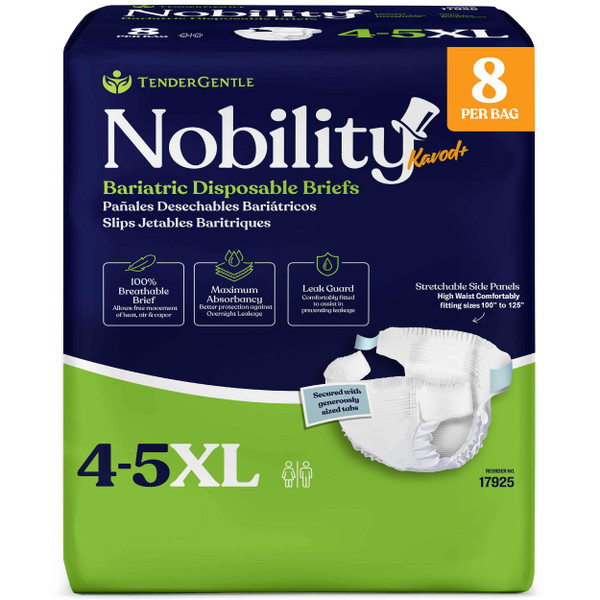 4-5xl Adult Diapers for Women and Men - 8 Bariatric Disposable Briefs with Tabs and Stretchable Side Panels - 100% Breathable with Maximum Absorbency