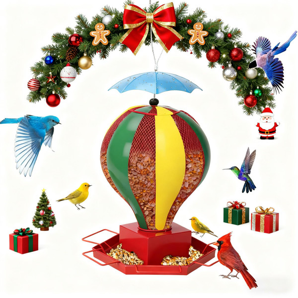 Bird Feeder for Outdoors, Fanosy Squirrel Proof Outside Hanging Birds Feeding All Metal Brushed, Large 6lb Capacity, Weather Resistant, Unique Design Feeders for Garden Use