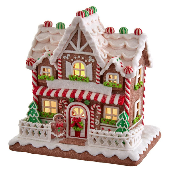 Kurt S. Adler 9-Inch Battery-Operated Light Up Two Floor Gingerbread House