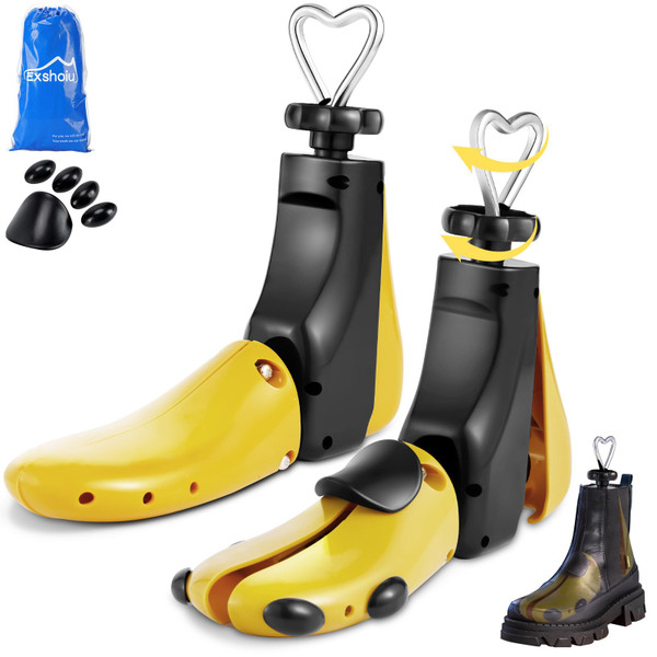 Exshoiu Shoe Stretcher Men Women, 4-Way Boot Stretcher Stretch Width & Length, Shoe Tree Adjustable Leather Boot Widener Stretcher for Wide Feets