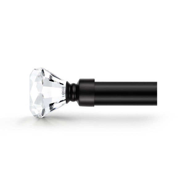 Orger Matte Black Crystal Curtain Rod for window from 30-94 Inches Adjustable Drapery Rod with Diamond Design, Single Window Treatment Rod for Living Room