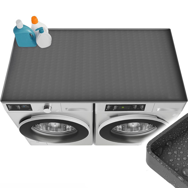 54''x 27.5'' XL Washer and Dryer Covers for the Top, Non Slip Silicone Rubber Washer Dryer Top Protector, Waterproof Washer & Dryer Cover Pad Countertop for Laundry Room Orginization