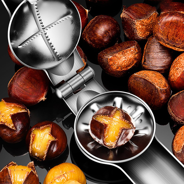 Elegauit Nutcracker Chestnut Opener, 304 Stainless Steel Chestnut Clip Metal Nut Cracker, Multifunction Pecan Nut Cutter Walnut Opener Plier Tool with Smooth Handle for Kitchen, Handheld