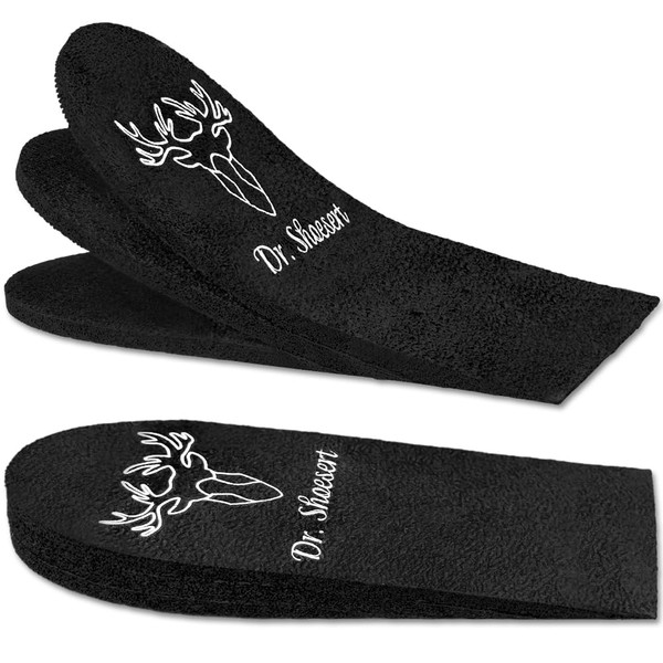 Dr. Shoesert Adjustable Orthopedic Heel Wedge Lift for Leg Length Discrepancies, Height Increase Insoles for Achilles Tendonitis, Heel Pain, Heel Cushion Cups for Heel Spur (Small (Pack of 2), Black)