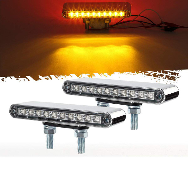 Partsam 2Pcs 6.5" Double Face Truck Semi Trailer Light Bars 10LED Red/Amber Clear Lens Waterproof with Double Studs Sealed Dual Face Led Turn Signal Stop Tail Marker Lights 12V