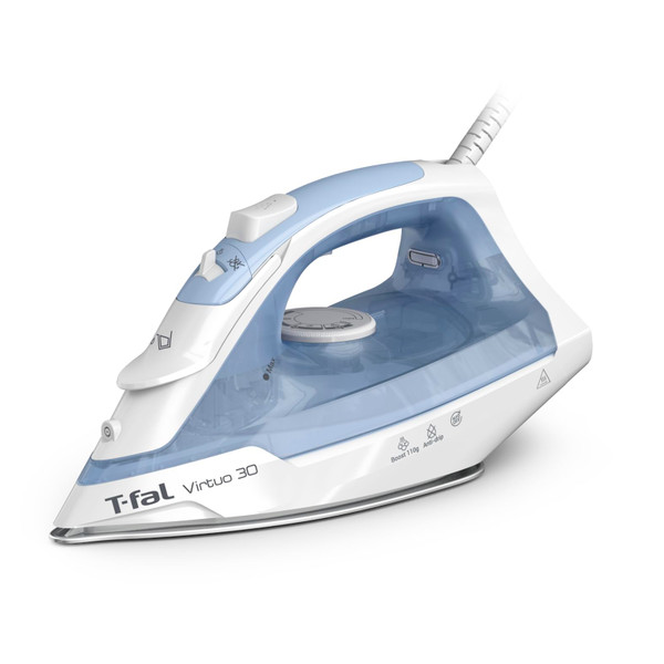 T-Fal Virtuo Steam Iron for Clothes Garment Steamer, Burst of Steam & Spray, Portable Iron and Steamer for Clothes, Ceramic Nonstick Soleplate, 1400 Watts, Anti-Drip, Auto-Off, Easy Ironing, Blue