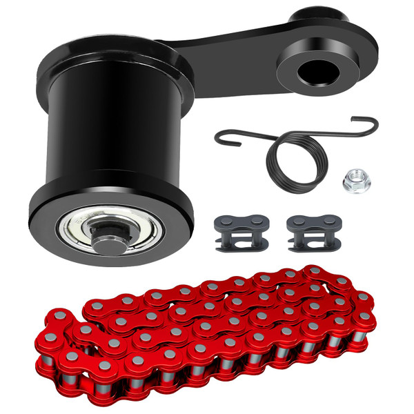 GREHUA Mini Bike Chain Tensioner Kit & 420 Chain 42 Links Compatible with Coleman CT200U CT200U-EX BT200X Baja Warrior MB200 Massimo Trailmaster Predator 212 196cc 6.5hp OHV Engine Minibike Parts Red