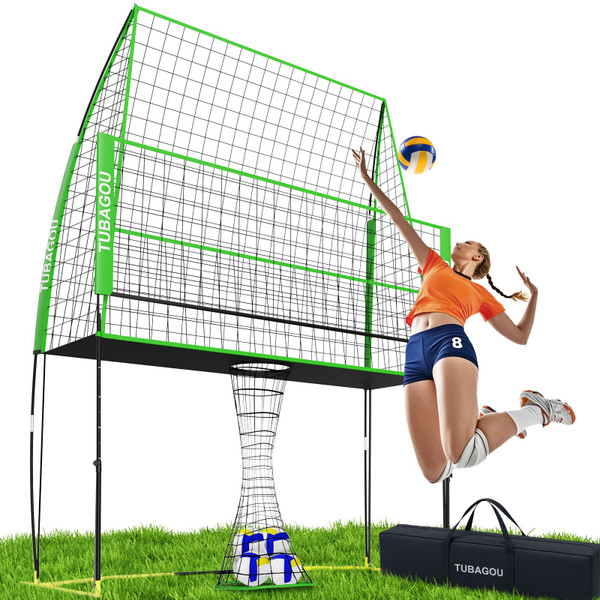 TUBAGOU (8 X 11 FT) Volleyball Training Equipment Net Volleyball Spike Trainer for Indoor and Outdoor Volleyball Practice Net Station, Perfect for Team or Solo Training, Home Volleyball Net