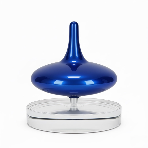 Hautech Electric Spinning Top with Glass Base | 6+ Hour Endless Spin | LED Light Show for Focus, Calm & Creativity | Unique Futuristic Gift for Adults (Royal Blue)
