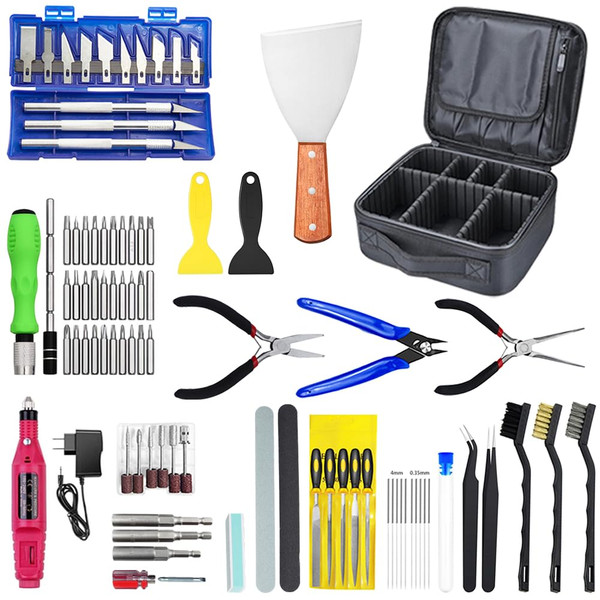 3D Printer Tool Kit, 3D Printing Tools Accessory with Oxford Storage Bag Includes Deburring Tool, Screwdriver Set, File Set, Nozzle Cleaning Kit, for 3D Print Model Removing, Cleaning and Finishing