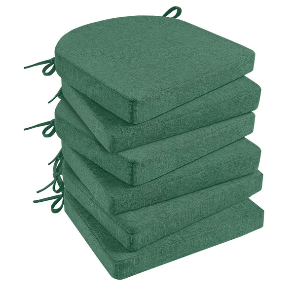 Basic Beyond Chair Cushions for Dining Chairs 6 Pack, Kitchen Chair Cushions with Ties and Non Slip Backing, 16 x 16 inches Chair Pads for Dining Chairs (Forest Green)