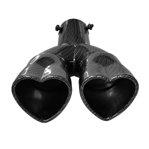 OtpOutopa Dual Exhaust Tip 2.5 inch Inlet, Universal Car Exhaust Pipe Modification Tail Throat Tail Pipe Stainless Steel Muffler Tip, Adjustable Heart Shaped Car Decoration (Curved,Carbon Fiber)