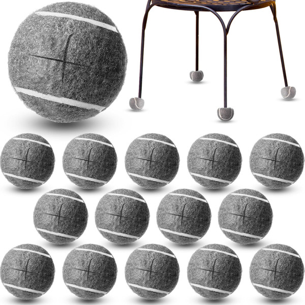 Macarrie 16 Pieces Precut Tennis Balls for Chairs Tennis Ball Chairs Foot Covers for Furniture Leg for Classroom Floor Protection Chair Desk Legs Coverings(Gray,5 cm)