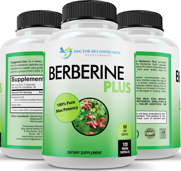 DOCTOR RECOMMENDED SUPPLEMENTS Berberine Plus 1200mg Per Serving - 120 Veggie Capsules with Royal Jelly DOCTOR RECOMMENDED SUPPLEMENTS Berberine Plus 1200mg Per Serving - 120 Veggie Capsules with Royal Jelly