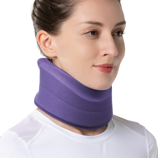Velpeau Neck Brace for Neck Pain and Strong Support, Soft Cervical Collar for Sleeping Upright, Snoozing - Stabilizes & Relieves Pressure in Spine for Women & Men (Blue, S: 11-13.5" / 3" Depth)
