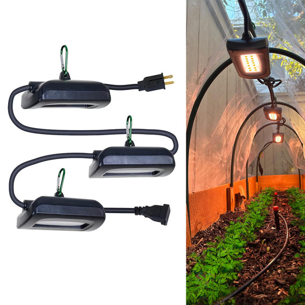 Owleye 12FT Outdoor Grow Lights LED String Plant Light, IP65 Waterproof, Full Spectrum, 120V, ETL Listed, 33.89 umol/s, Linkable Grow Light for Greenhouse & Outdoor Garden & Raised Bed (3-Bulbs)