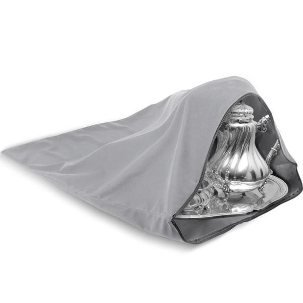 LEIFIDE Silver Storage Bags Oversized 24 x 30 Zipper Anti Tarnish Cloth Bag for Silver Storage, Tray, Jewelry, Flatware, Vase, Polishing Cloth for Tarnish Cleaning(Light Gray)