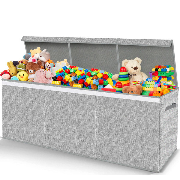 Pantryily Extra Large Toy Box for Girls Boys - Collapsible Kids Toy Chest Boxes Organizers and Storage for Livingroom,Playroom,Closet 35.8"x12.6"x16"(Grey)