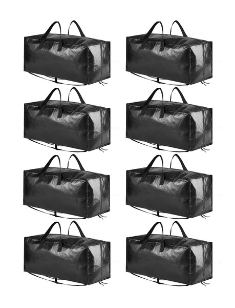SpaceAid Heavy Duty Moving Bags 8 Pack, Large Storage Totes Bins with Backpack Straps, Strong Handles & Zippers, Packing Moving Boxes Supplies, College Dorm Room Essentials, Black