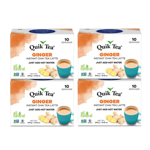 QuikTea Tea Latte, Ginger Chai, 8.5 Ounce (Pack of 4)