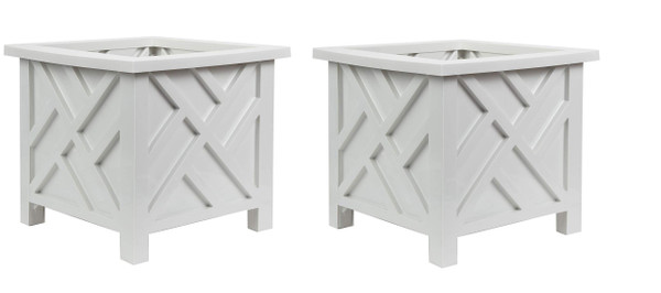 Trenton Gifts Chippendale White Planter Box Set of 2 - Elegant Outdoor Plant Pot for Patio, Porch Decor, and Garden Display Trenton Gifts Chippendale White Planter Box Set of 2 - Elegant Outdoor Plant Pot for Patio, Porch Decor, and Garden Display