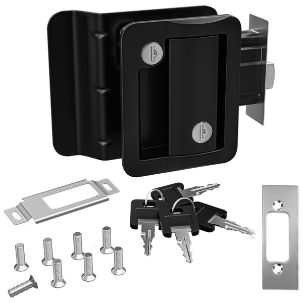 RV Travel Trailer Entry Door Lock Polar Black Paddle Deadbolt