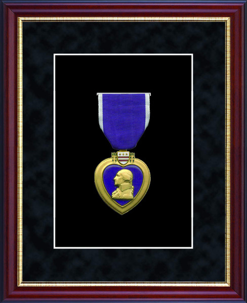 Church Hill Classics - CHC Amazon 3" W X 5" H Medal Frame - Purple Heart Medal Frame - Cherry Moulding with Black Suede Matting
