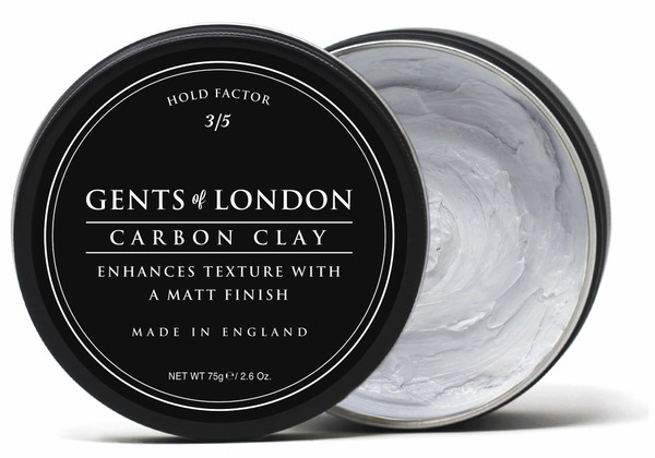 GENTS OF LONDON Carbon Clay Hair Clay, 2.6 Oz - Medium Hold, Matte Finish, Texturising Styling Wax For Men, Natural Look, Cruelty-free, Water-based, Masculine Fragrance, British Brand