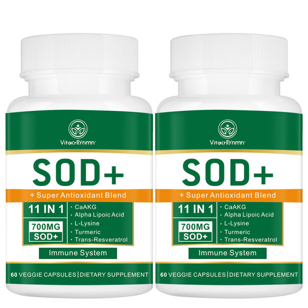 VITACRLLYNMN 700MG Sod Superoxide Dismutase Supplement - High Potency Antioxidant Supplement for Cellular Health - 120 Capsules VITACRLLYNMN 700MG Sod Superoxide Dismutase Supplement - High Potency Antioxidant Supplement for Cellular Health - 120 Capsules