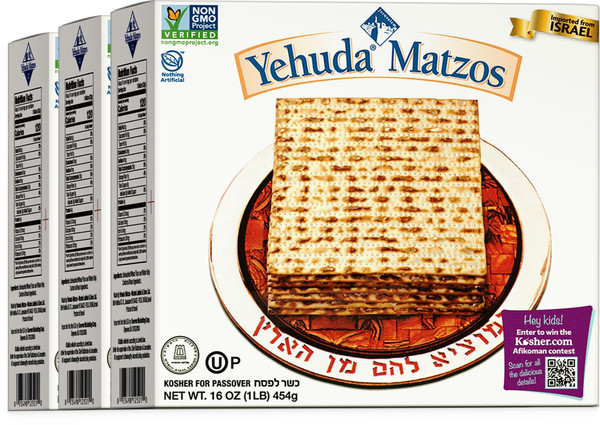 Yehuda Passover Matzo, 1lb (3 Pack) | Crisp & Airy Square Matzo Crackers | Just 2 Ingredients | Kosher for Passover…