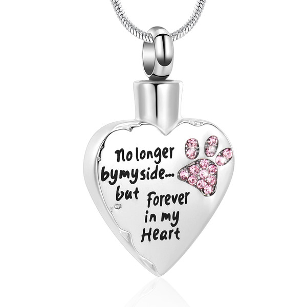 Minicremation Heart Cremation Necklace for Ashes Cremation Jewelry for Ashes No Longer by My Side,But Forever in My Heart Carved Locket Memorial Keepsake Pendant (Silver-PK-Nolonger)