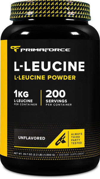 Primaforce L-Leucine Pure Powder 1 KG (2.2lbs) - Non-GMO, Gluten Free, 200 Servings