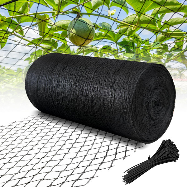 Bird Netting for Garden 7.5 x 100 FT Heavy Duty Black Garden Netting for Fruit Trees, Chicken Coop, Pond, Blueberry Bushes, Poultry & Deer Netting, HDPE Plant Protection Net Fence with Ties Bird Netting for Garden 7.5 x 100 FT Heavy Duty Black Garden Netting for Fruit Trees, Chicken Coop, Pond, Blueberry Bushes, Poultry & Deer Netting, HDPE Plant Protection Net Fence with Ties