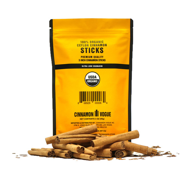 USDA Organic Ceylon Cinnamon Sticks C5 Grade (Cinnamomum Zeylanicum, Cinnamomum Verum)