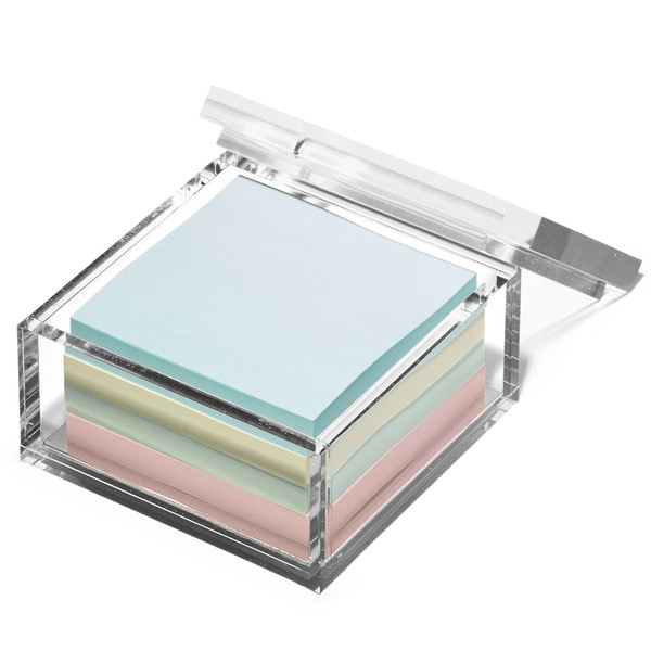 OfficeGoods Acrylic Desk Organizer w/Silver Base – Functional & Elegant Odds & Ends Box for Display or Storage – Perfect for Home or Office, Kitchen, Bathroom Vanity, Curio Display - Medium