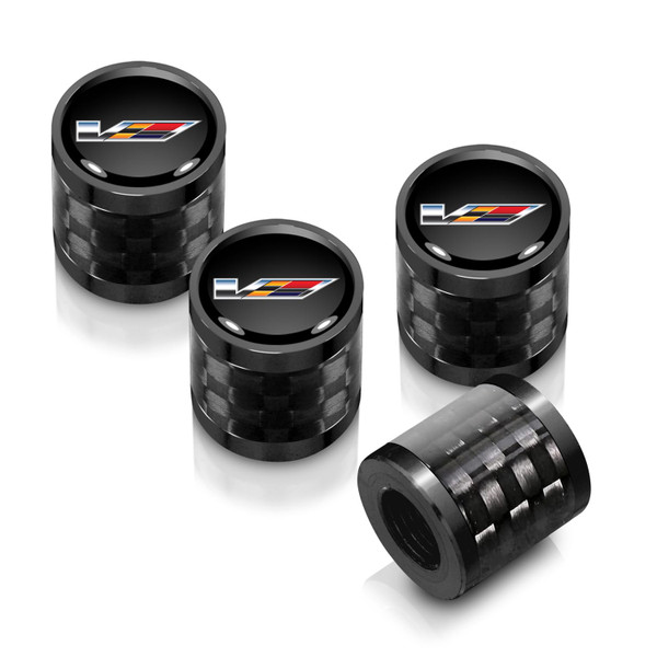 iPick Image for Cadillac V Logo on Real Carbon Fiber Barrel Black Aluminum Tire Valve Stem Caps (Black/Black) iPick Image for Cadillac V Logo on Real Carbon Fiber Barrel Black Aluminum Tire Valve Stem Caps (Black/Black)