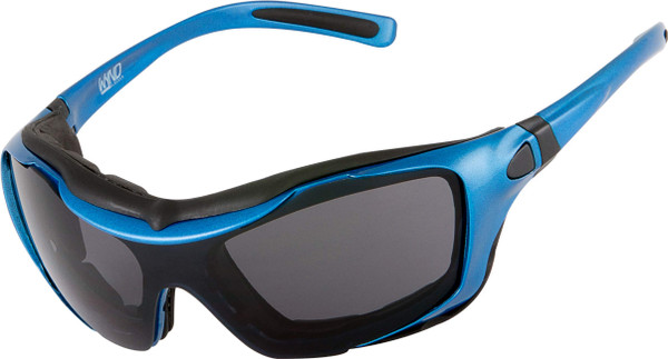 WYND Blocker Large Motorcycle Riding Glasses Extreme Sports Wrap Sunglasses, Blue, Smoke